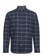 Windowpane Shirt Tops Shirts Casual Navy Lyle & Scott