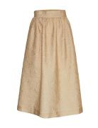 Mschaldis Skirt Knelangt Skjørt Beige MSCH Copenhagen