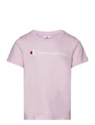 Ss Tee Sport T-shirts Short-sleeved Pink Champion