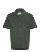 Terry Short-Sleeved Cuban Shirt Tops Shirts Short-sleeved Green Revolu...