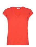 Cc Heart Basic V-Neck T-Shirt Tops T-shirts & Tops Short-sleeved Red C...