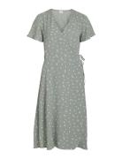 Vilovie S/S Wrap Midi Dress/Su - Noos Knelang Kjole Green Vila