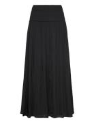 Gathered Maxi Skirt Langt Skjørt Black Gina Tricot