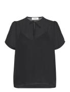 Blouse Tops Blouses Short-sleeved Black Rosemunde