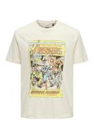 Onsmarvel Life Lic Reg Ss Tee Tops T-shirts Short-sleeved Cream ONLY &...