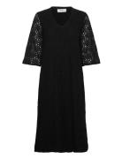 Lace Caftan Knelang Kjole Black Rosemunde