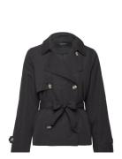 Vmzoa Trenchcoat Noos Trench Coat Kåpe Black Vero Moda