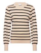 Kamala Stripe Knit Pullover Tops Knitwear Jumpers Beige Kaffe