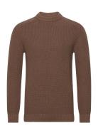 Slhreg-Dan Structure Crew Neck Tops Knitwear Round Necks Brown Selecte...