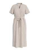 Videlea V-Neck S/S Midi Dress/R/Vol Knelang Kjole Cream Vila