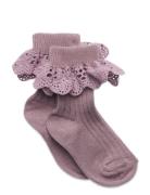 Lisa Socks - Lace Sokker Strømper Purple Mp Denmark