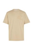 Ck Applique Tee Tops T-shirts Short-sleeved Beige Calvin Klein Jeans