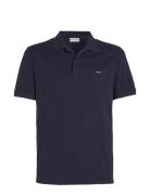 Stretch Pique Slim Button Polo Tops Polos Short-sleeved Navy Calvin Kl...