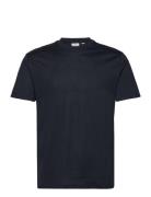 Mercerised Slim-Fit T-Shirt Tops T-shirts Short-sleeved Navy Mango