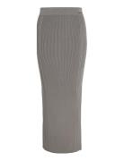 Two T Rib Column Skirt Langt Skjørt Grey Calvin Klein