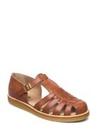 Sandals - Flat - Closed Toe - Op Flate Sandaler Brown ANGULUS