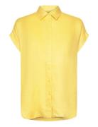 Tissue Linen-Ss Shirt Tops Shirts Short-sleeved Yellow Lauren Ralph La...