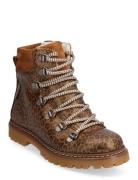 Boots - Flat - With Lace And Zip Vinterstøvletter Med Snøring Brown AN...