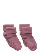 Baby Rib Sock W. Abs Strømper Non-slip Pink Minymo