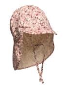 Sun Hat W. String Solhatt Pink En Fant