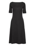 Refined Stretch 1X1-Dress Knelang Kjole Black Lauren Ralph Lauren