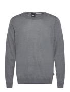 Leno-P Tops Knitwear Round Necks Grey BOSS