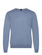 Leno-P Tops Knitwear Round Necks Blue BOSS