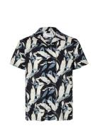 Slhreg-Air Shirt Ss Mix W Tops Shirts Short-sleeved Blue Selected Homm...