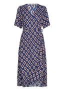 Onlleah S/S Wrap Midi Dress Ex Ptm Knelang Kjole Navy ONLY