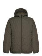 Puffer Jacket With Hood Fôret Jakke Green Lindbergh