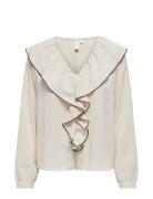 Onllise V-Neck Contrast Frill Shirt Wvn Tops Blouses Long-sleeved Crea...