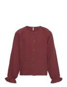 Kogthyra Ls Button Blouse Wvn Tops Blouses & Tunics Burgundy Kids Only