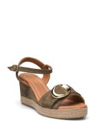 Espadrilles Sko Wedge Khaki Green Billi Bi