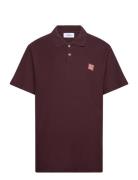 Piece Pique Polo Tops Polos Short-sleeved Burgundy Les Deux