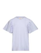 T-Shirt Ss Woven Tops T-shirts Short-sleeved Blue Creamie