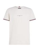 Tommy Logo Tipped Tee Tops T-shirts Short-sleeved White Tommy Hilfiger