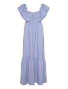 Emilie Frill Detailed Linen Blend Maxi Dress Maxikjole Festkjole Blue ...