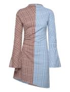 Sgfeline, 2118 Checkered Jersey Kort Kjole Blue STINE GOYA