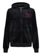 Luxe Diamante Zip Thru Hoodie Tops Sweat-shirts & Hoodies Hoodies Blac...