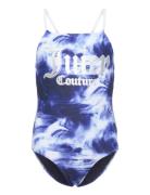 Marble Print Swimsuit Badedrakt Badetøy Navy Juicy Couture