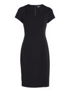 Scuba Crepe Ss Cut Out Dress Kort Kjole Black Calvin Klein