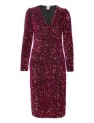 Yaspinko Sequin Ls Midi Dress - Show Knelang Kjole Red YAS