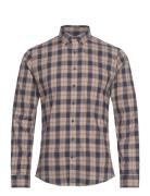 Ultra Soft Checked Shirt L/S Tops Shirts Casual Beige Lindbergh