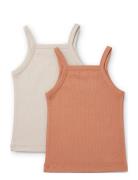 Naomi Singlet 2-Pack Tops T-shirts Sleeveless Beige Liewood