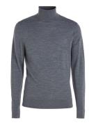 Superior Wool Turtle Neck Tops Knitwear Turtlenecks Grey Calvin Klein