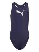 Puma Swim Girls Racerback Swimsuit 1P Sport Swimsuits Navy Puma Swim