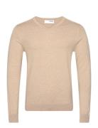 Slhberg Ls Knit V-Neck Noos Tops Knitwear V-necks Beige Selected Homme