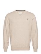 Classic Cotton V-Neck Tops Knitwear V-necks Beige GANT