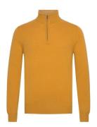 Lambswool Hzip Tops Knitwear Half Zip Jumpers Yellow Hackett London