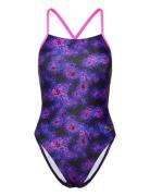 Womens Allover Digital Lattice Back Sport Swimsuits Blue Speedo